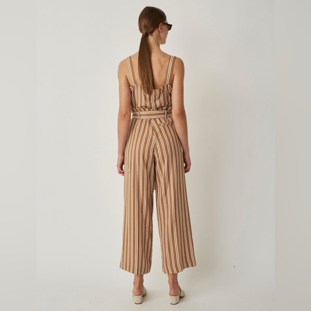 JUST Female Wendy Striped Lyocell Paperbag Wide Leg Pants Large Neutral Striped - Picture 3 of 11